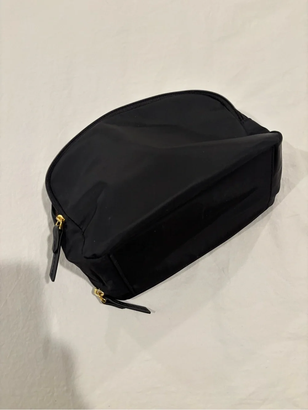 Tumi Black Cosmetic Pouch with Gold Accent